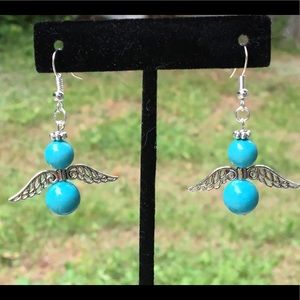 Turquoise Magnesite Angel Dangle Earrings